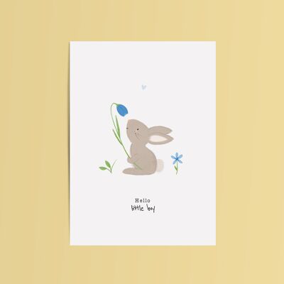 Carte Lapin Bonjour Bébé Garçon