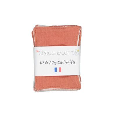 Set of 5 Blush washable wipes