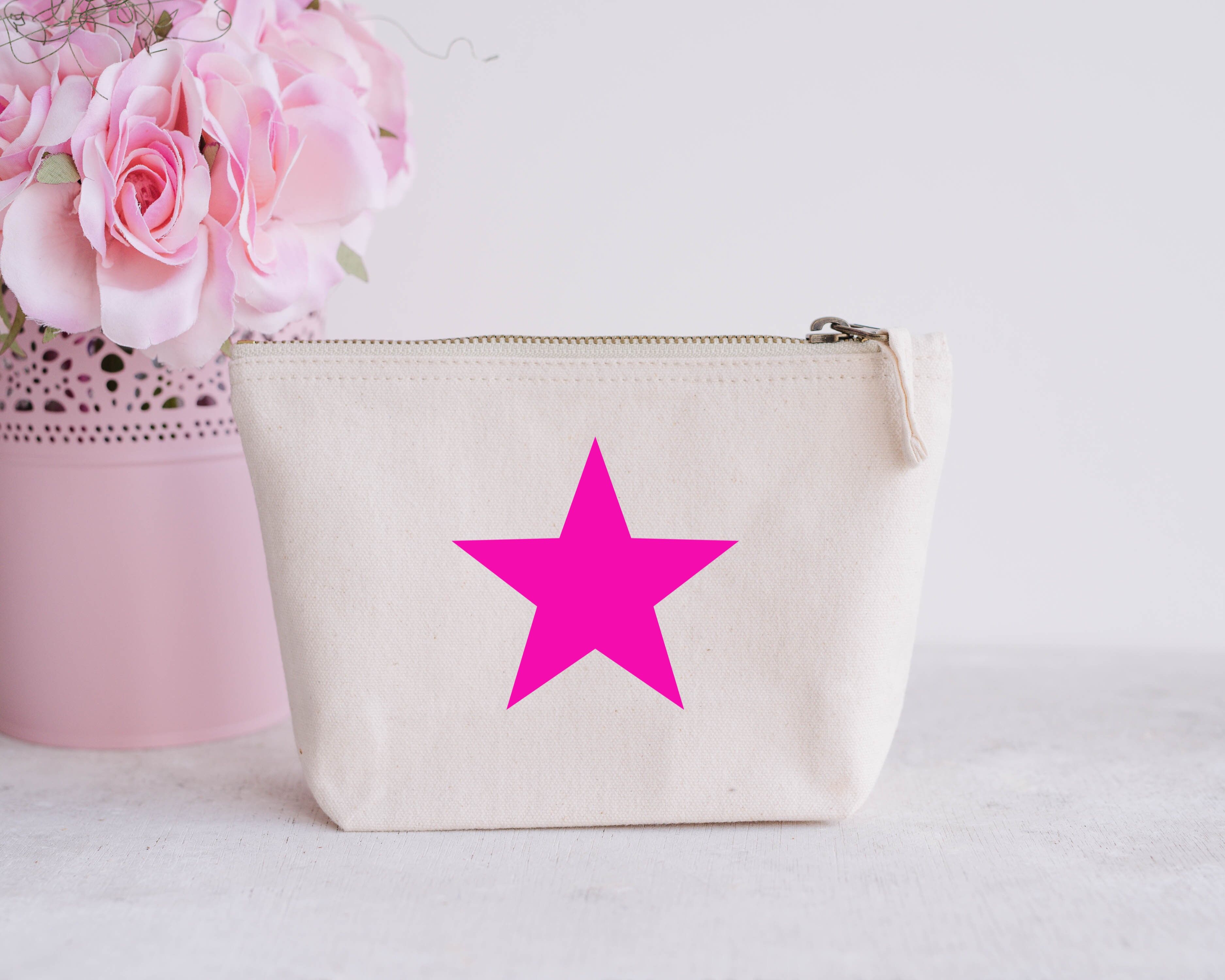 Buy wholesale Pink Star 100 Cotton Canvas Cosmetic Accessory Zip Bag