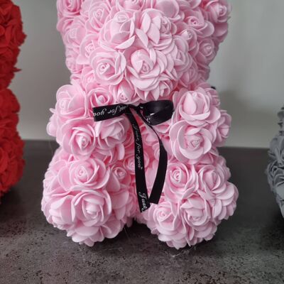 25cm foam rose bear pink