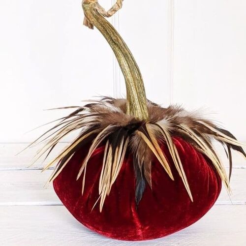 Burgundy Pumpkin with Hackle Feather Collar 6 Inch