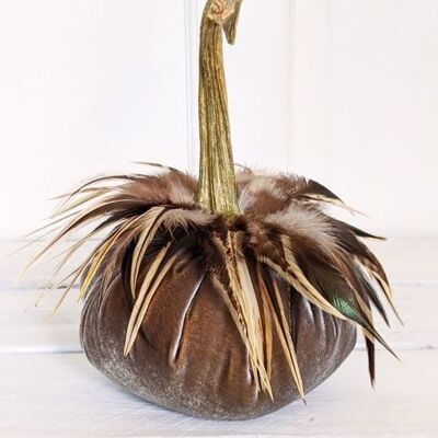 Calabaza topacio con collar de plumas Hackle 6 pulgadas