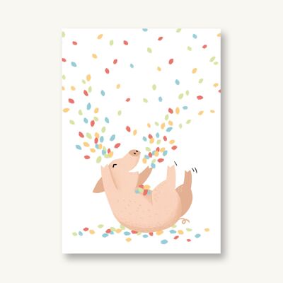 Postcard confetti piglets