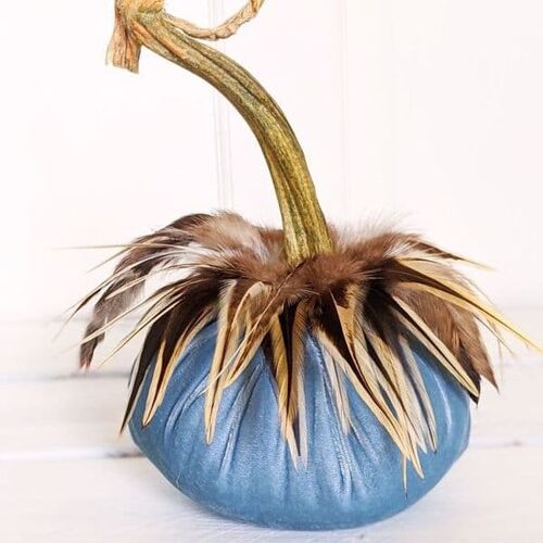 Lagoon Pumpkin with Hackle Feather Collar 6 Inch