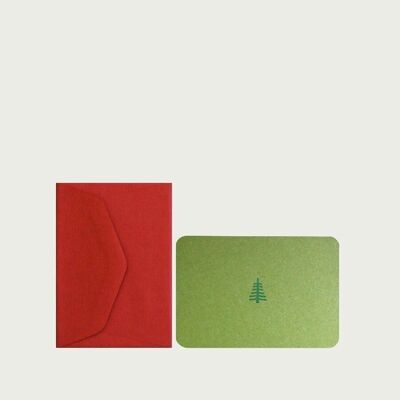 MINI CARTE + ENVELOPPE SAPIN herbe