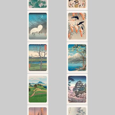 Impresiones de postales japonesas: modelos de 10 x 25 en formato vertical
