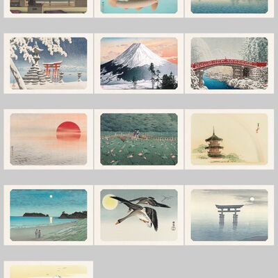 Japanese postcards prints: 13 x25 models in landscape format visual