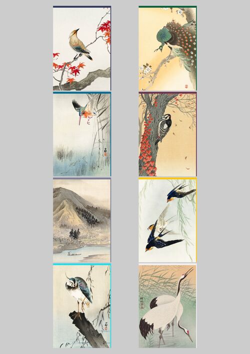 Cartes doubles estampes japonaises: 8 modèles x6 au visuel format portrait