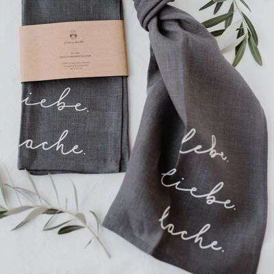 LINEN DISH TOWELS SET LIVE LOVE LAUGH