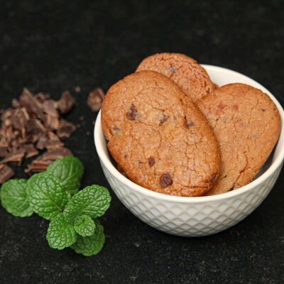 Vegane Bio-Kekse, 3 kg, knusprig mit Schokoladenminze, Schokoladenstückchen und ätherischem Minzöl