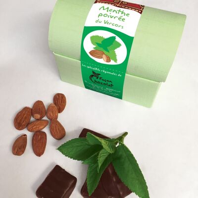 Chocolate bite with almond paste and Vercors peppermint essential oil, ORGANIC, 150g