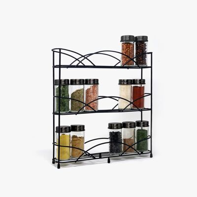 Free Standing Spice Rack with Jars - Black