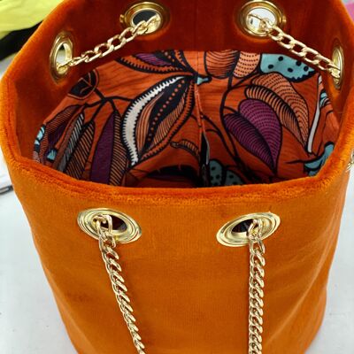 Sac Seau VELOURS ORANGE SANGUINE petit modèle