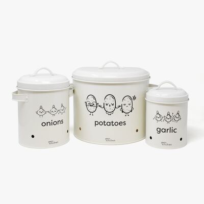 3 pcs Vegetable Storage - Cream