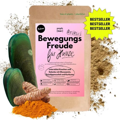 Gelenkpulver für Hunde mit Glucosamin, Grünlippmuschel & Kurkuma (200g)