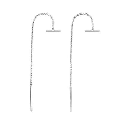 ROD CHAIN EARRINGS - silver