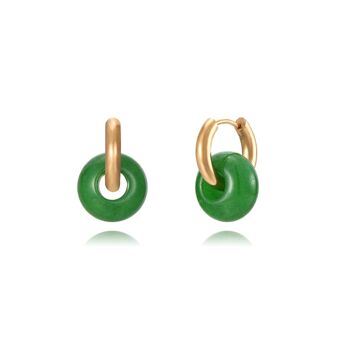Boucles d'oreilles en jade, boucles d'oreilles en acier inoxydable 1