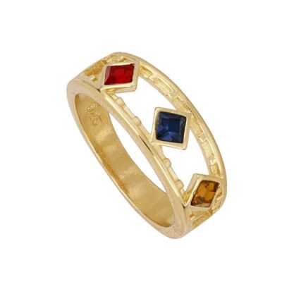 rainbow RING, 925 Sterling Silber Ring - vergoldet - US6