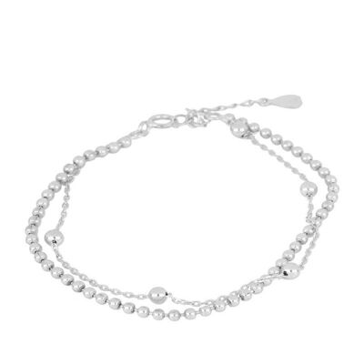 DOUBLE TROUBLE Armband, 925 Sterling Silber 18cm - silber