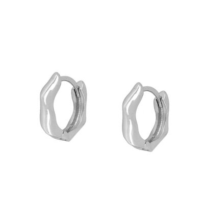 TEXTURED HOOPS OHRRINGE, 925 Sterling Silber Ohrringe 10mm - silber