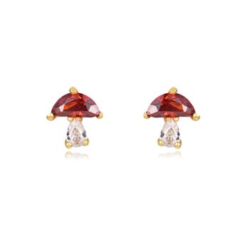 BOUCLES D'OREILLES champignon, boucles d'oreilles en argent sterling 925 - plaqué or 1