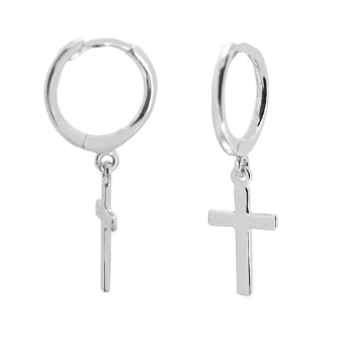 Kreuz Hoops, 925 Sterling Silber Ohrringe - silber