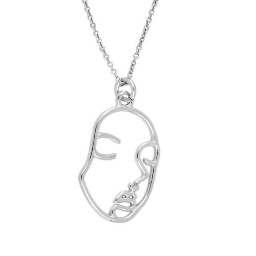 Face Necklace, 925 Sterling Silber Halskette 38cm - silber