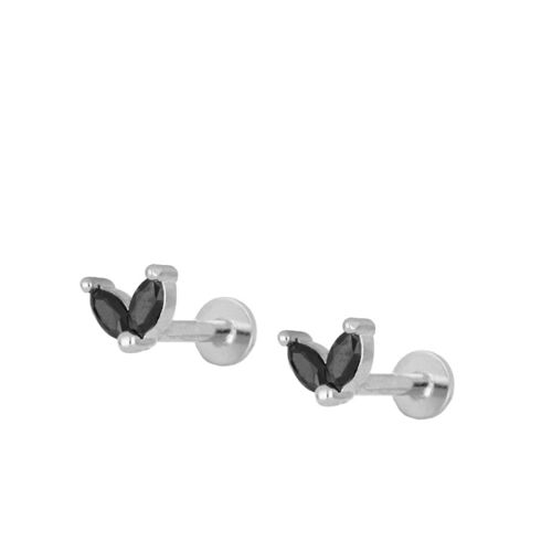 BLACK CZ Piercing, 925 Sterling Silber Piercing - silber