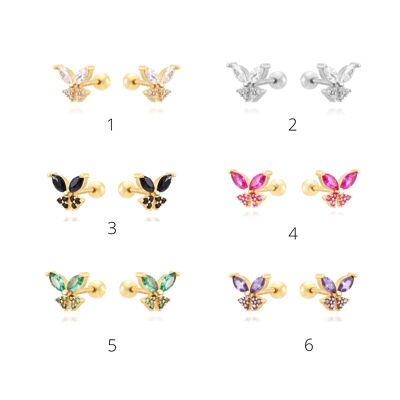 BUTTERFLY SHINE Piercing, 925 Sterling Silber Piercing - vergoldet mit Schwarz