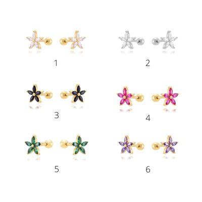 Star SHINE Piercing, 925 Sterling Silber Piercing - vergoldet mit Schwarz