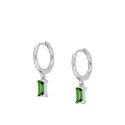 Smaragd Hoops, 925 Sterling Silber Ohrringe - silber