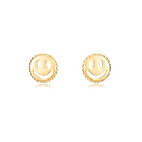 HAPPY SMILEY OHRSTECKER, 925 Sterling Silber Ohrringe 6mm - vergoldet