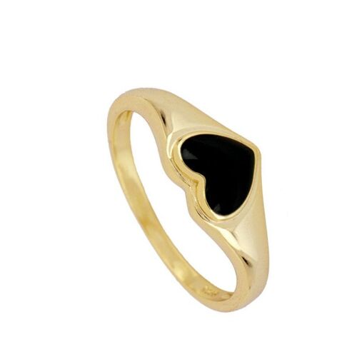 Herzsiegel RING, 925 Sterling Silber Ring - vergoldet - US10