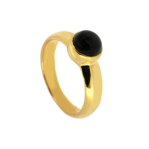Ring aus schwarzem Onyx, 925 Sterling Silber Ring - vergoldet - US12