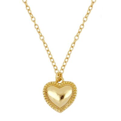 zierliche Herz Medaillon Halskette, 925 Sterling Silber Halskette mit Anhänger - vergoldet