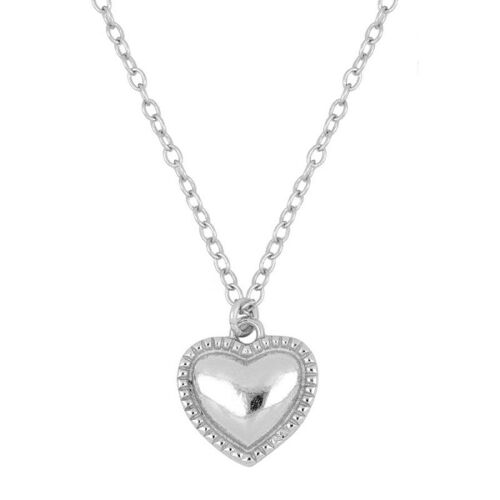 zierliche Herz Medaillon Halskette, 925 Sterling Silber Halskette mit Anhänger - silber