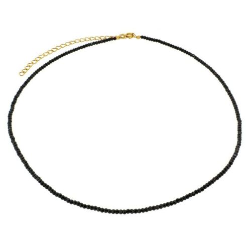 Choker Halskette aus schwarzem Onyx, 925 Sterling Silber Halskette 36cm - vergoldet