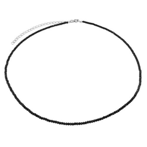 Choker Halskette aus schwarzem Onyx, 925 Sterling Silber Halskette 36cm - silber