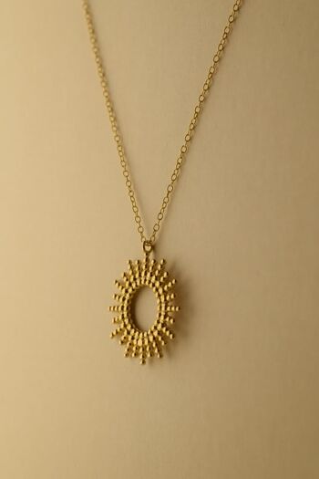 Chaîne soleil, collier en argent sterling 925 avec pendentif - plaqué or 2