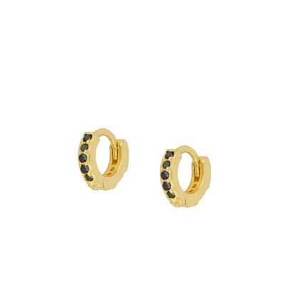 Zierlicher Tragus Ohrring mit schwarzem Zirkonia, 925 Sterling Silber Ohrring - vergoldet