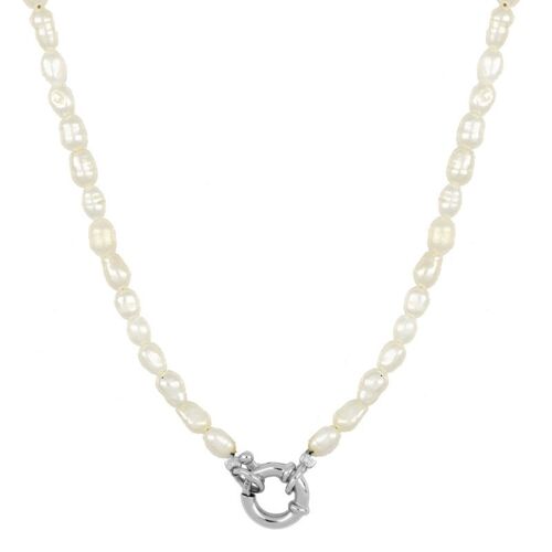 Perlenhalskette, 925 Sterling Silber Halskette - silber