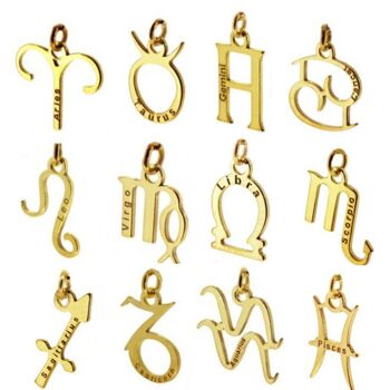 Collier lettre avec zodiaque, collier en argent sterling 925 plaqué or - Gémeaux 1