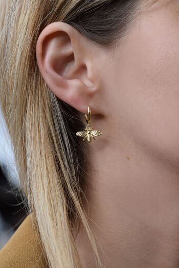 Boucles d'oreilles abeille, boucles d'oreilles en argent sterling 925 - plaqué or 2