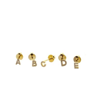 Ohrringe mit Buchstaben, 925 Sterling Silber Ohrstecker - vergoldet - I