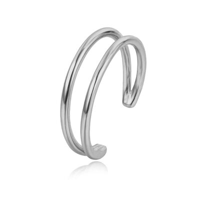 Doppelter offener Ring, 925 Sterling Silber Ring - silber - US12