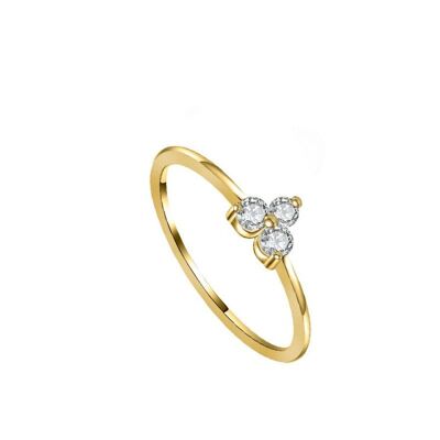 Blumen Zirkonia Ring, 925 Sterling Silber Ring - vergoldet - US10