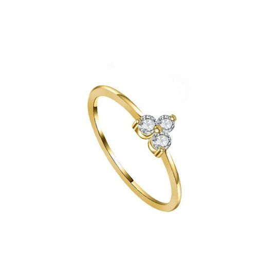 Blumen Zirkonia Ring, 925 Sterling Silber Ring - vergoldet - US14