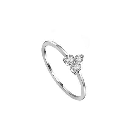 Blumen Zirkonia Ring, 925 Sterling Silber Ring - silber - US10