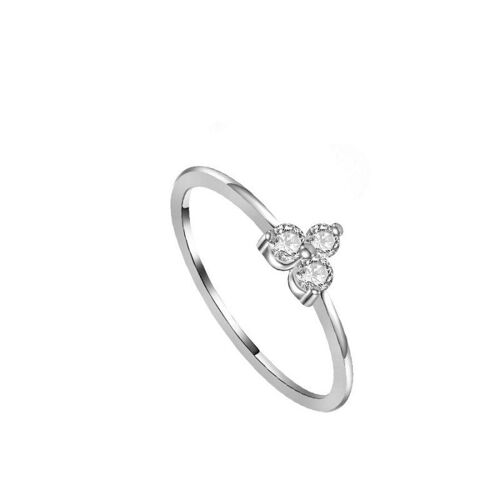 Blumen Zirkonia Ring, 925 Sterling Silber Ring - silber - US14