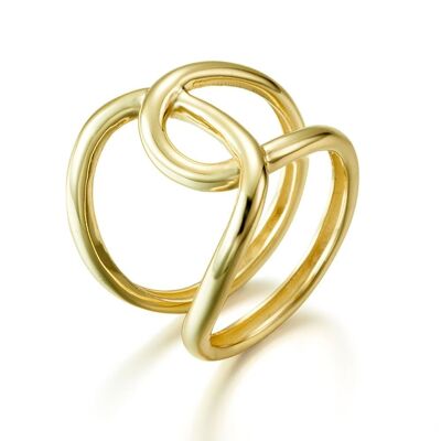 Gewundener Statement Ring, 925 Sterling Silber Ring - vergoldet - US10
